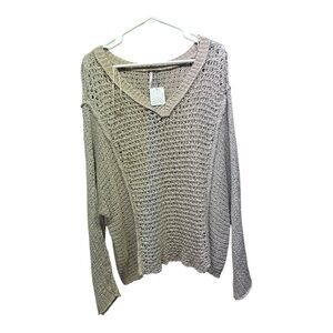 NWT Free People Grey/Taupe Crochet Knit Sweater Size Small